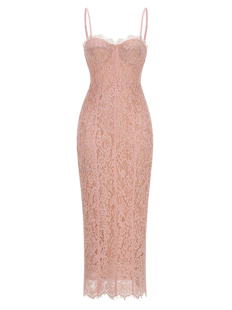 All Around Laced Evening Dress (Pink)