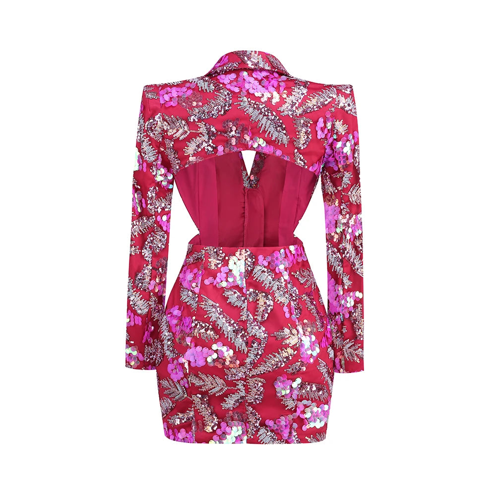 Sequin Cut Out Blazer Dress