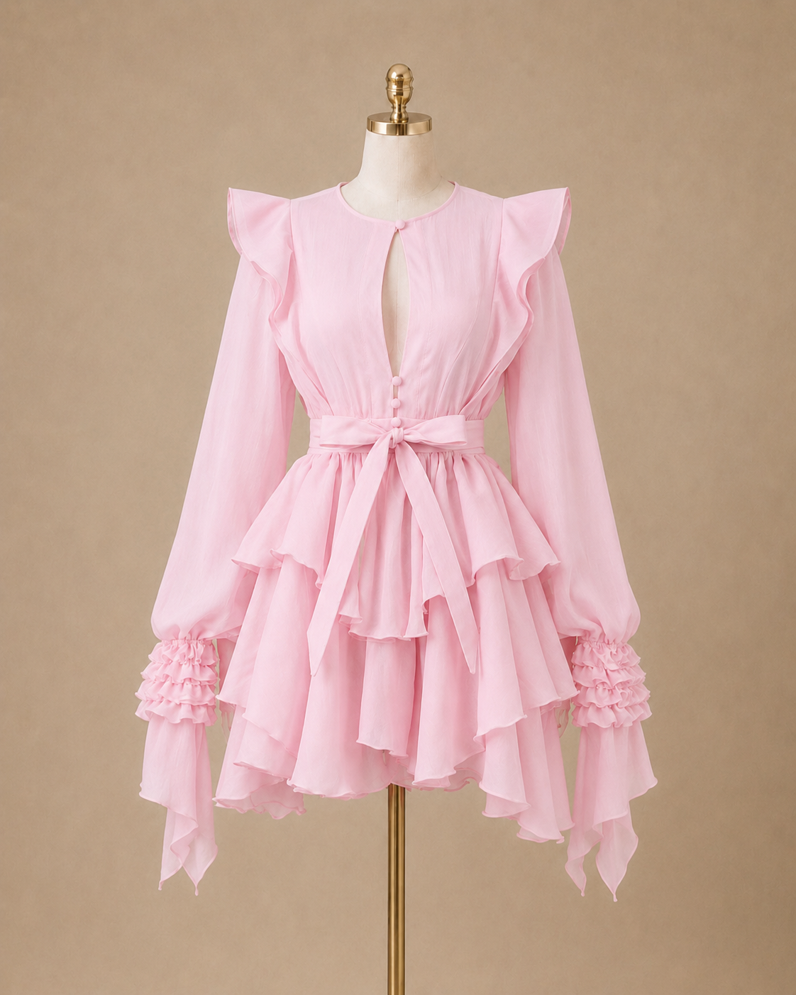 Bella Noir Mini Ruffle Dress