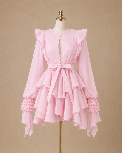 Bella Noir Mini Ruffle Dress