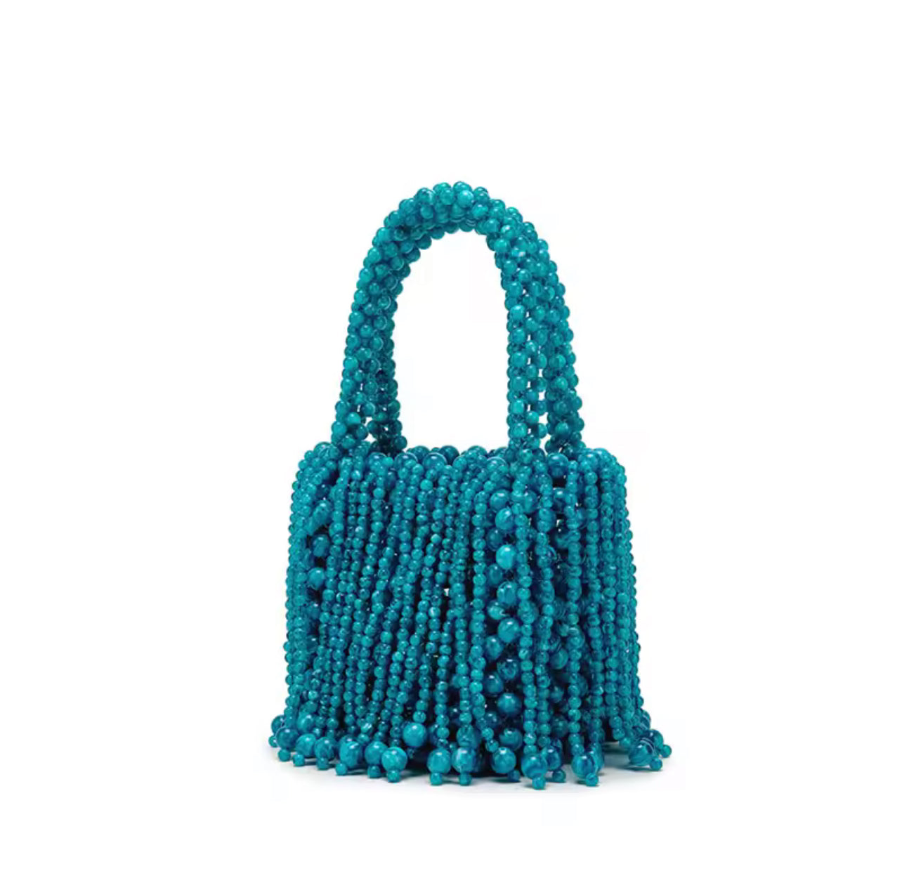 Teal Beaded Tassel Bag