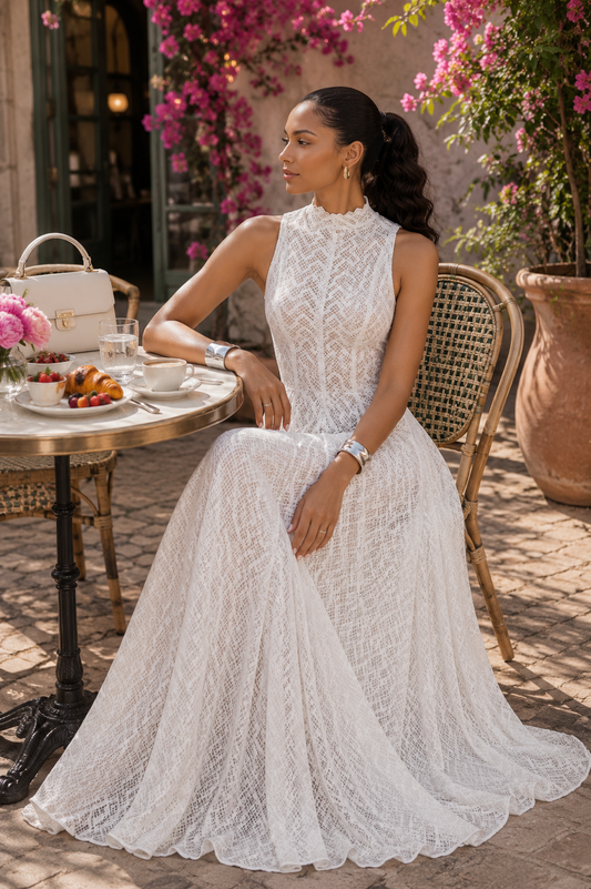 Kimbella Laced Maxi Dress (White)