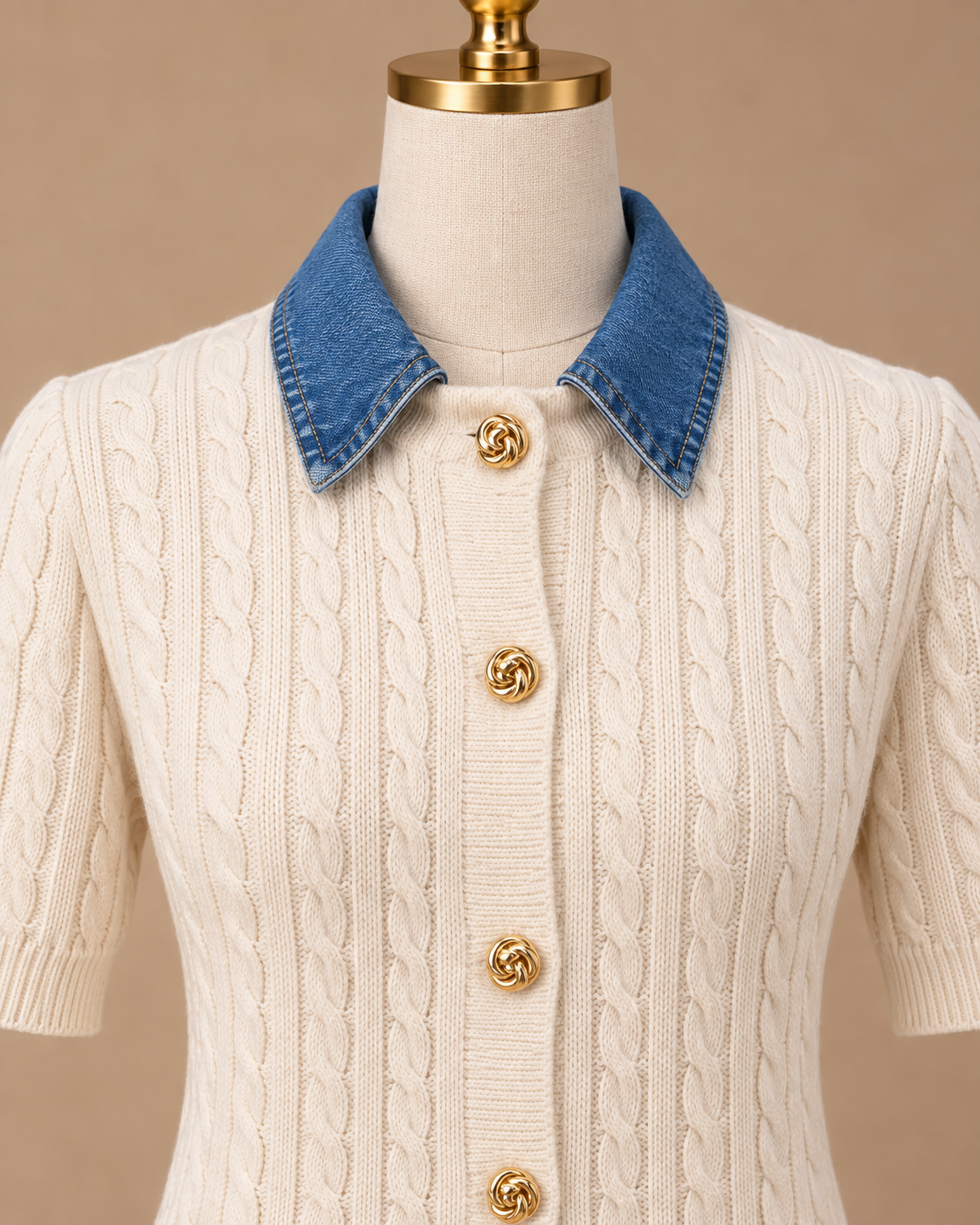 Denim Collar Cardigan