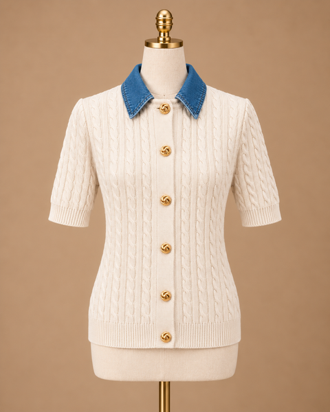 Denim Collar Cardigan
