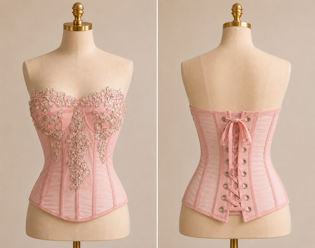 Embroidered Blush Appliqué Corset