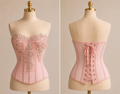 Embroidered Blush Appliqué Corset