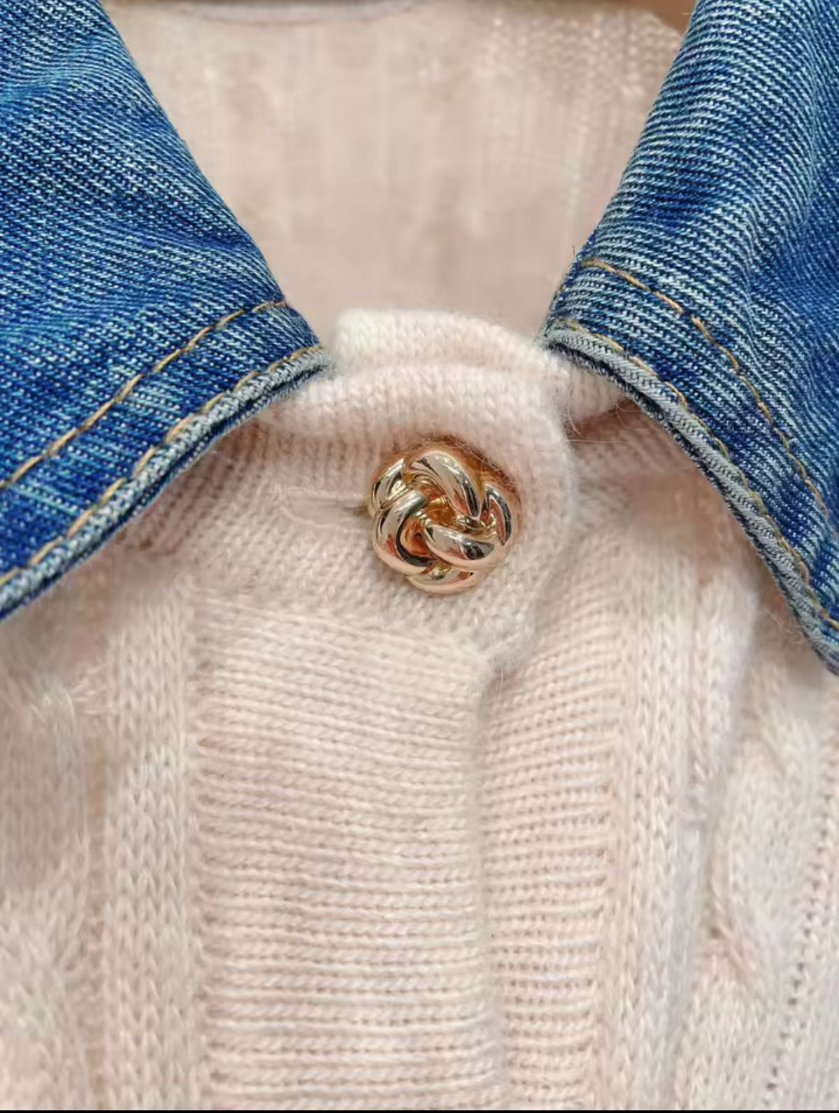 Denim Collar Cardigan