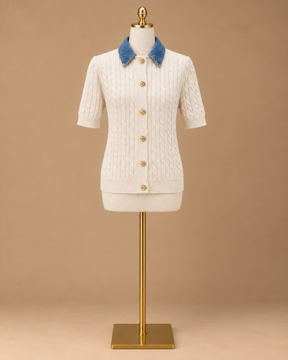Denim Collar Cardigan