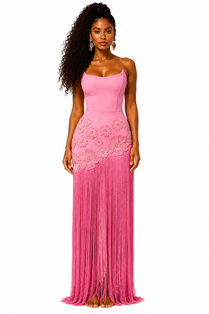 Floral Bandage Tassel Dress