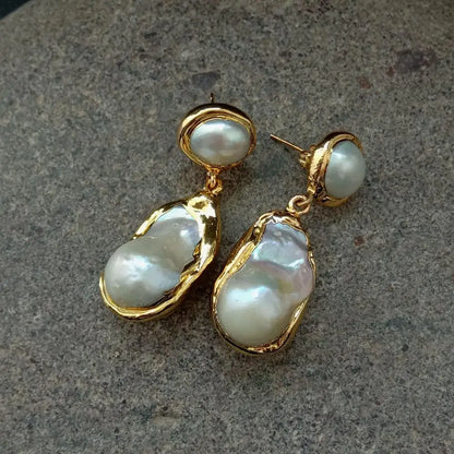 White Keshi Pearl Earrings