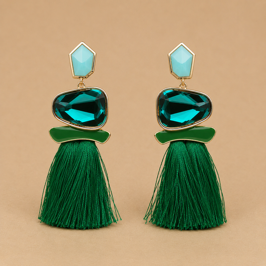 Crystal Tassel Statement Earring