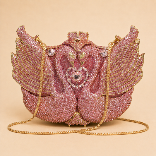 Pink Swan Diamond Clutch