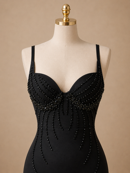 Bling Statement Bodycon Dress (Black)