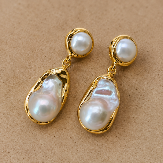 White Keshi Pearl Earrings