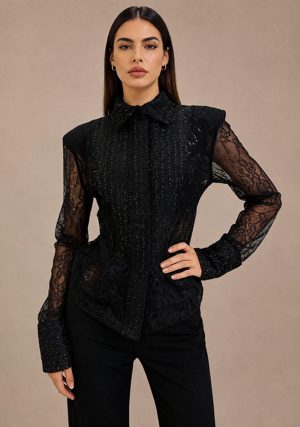 Prep Girl Laced Blouse (Black)