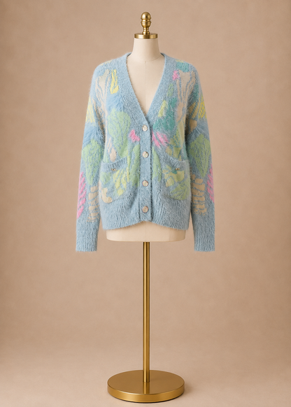 Pastel Spring Fuzzy Cardigan