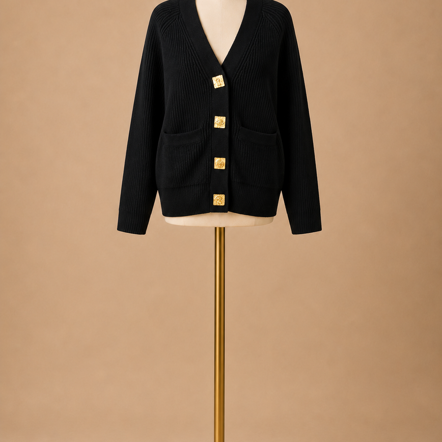 Casual Knit Cardigan (Black)
