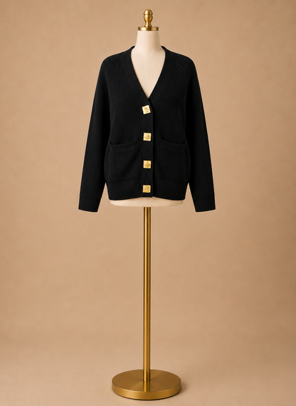 Casual Knit Cardigan (Black)