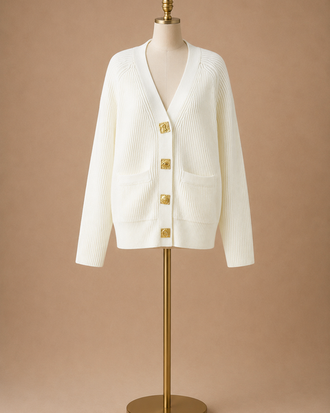 Casual Knit Cardigan (White)