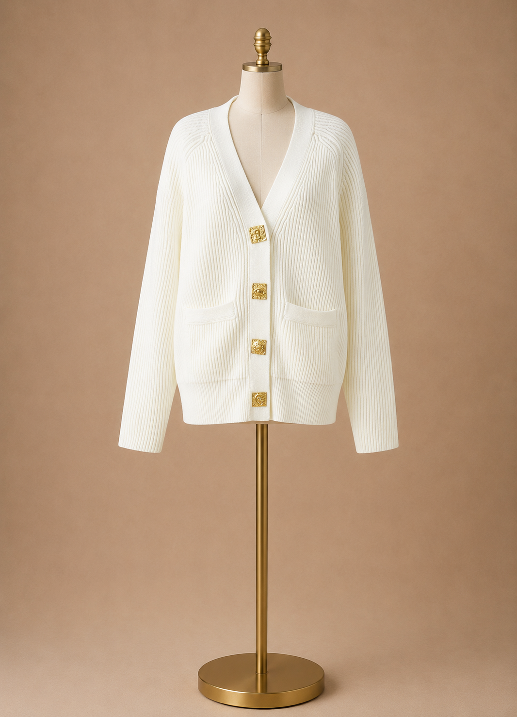 Casual Knit Cardigan (White)