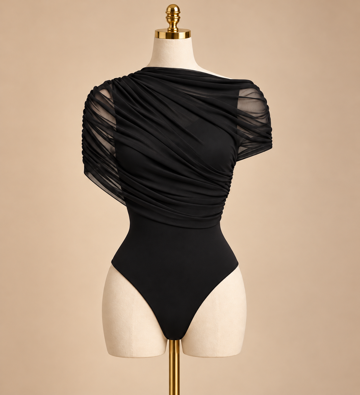 Sculpted Mesh Draped Bodysuit