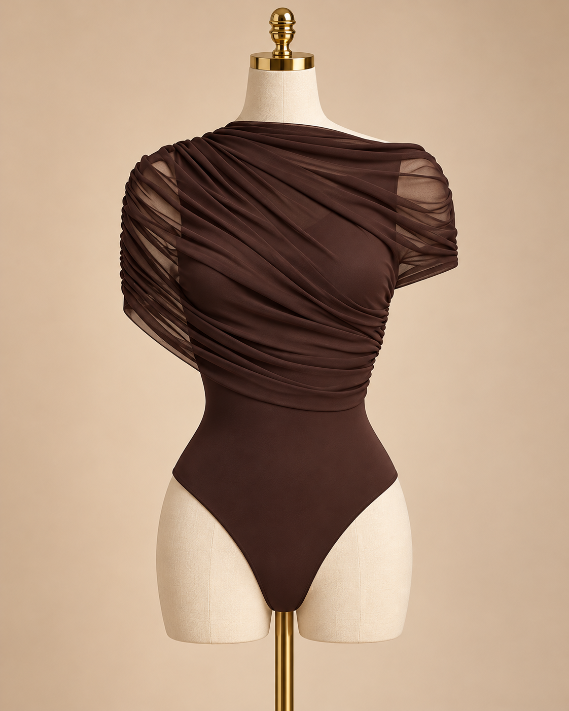Sculpted Mesh Draped Bodysuit
