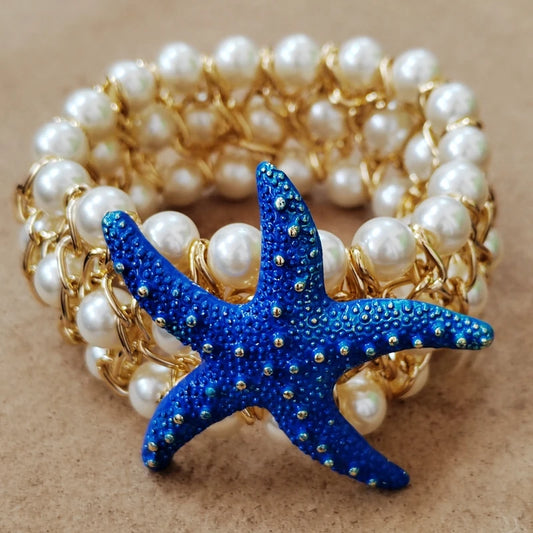 Starfish Pearl Bangle (BLUE)