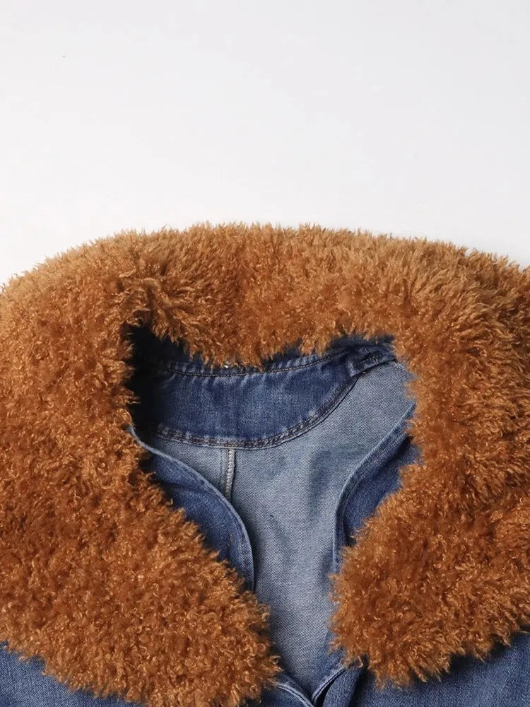 Teddy Fur Denim Coat