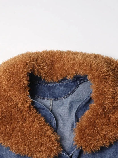 Teddy Fur Denim Coat