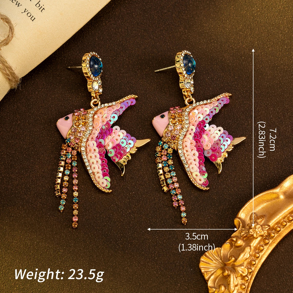 Vintage Sequin Fish Earring