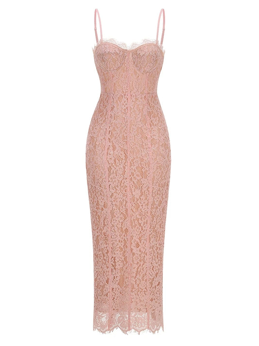 All Around Laced Evening Dress (Pink)
