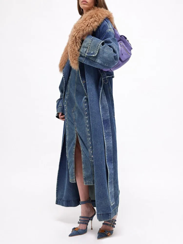 Teddy Fur Denim Coat