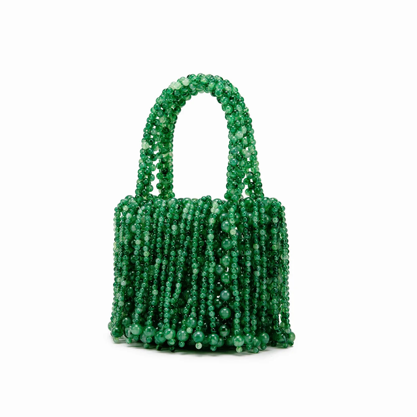 Marble Beaded Tassel Handbag (Green)