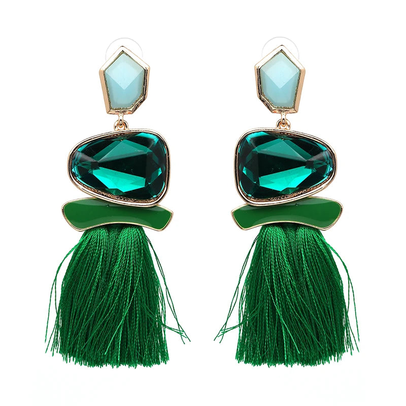 Crystal Tassel Statement Earring