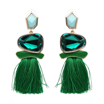Crystal Tassel Statement Earring