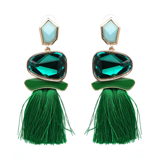 Geometric Crystal Tassel Earring