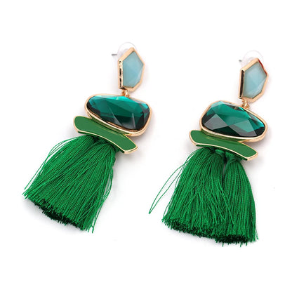 Crystal Tassel Statement Earring