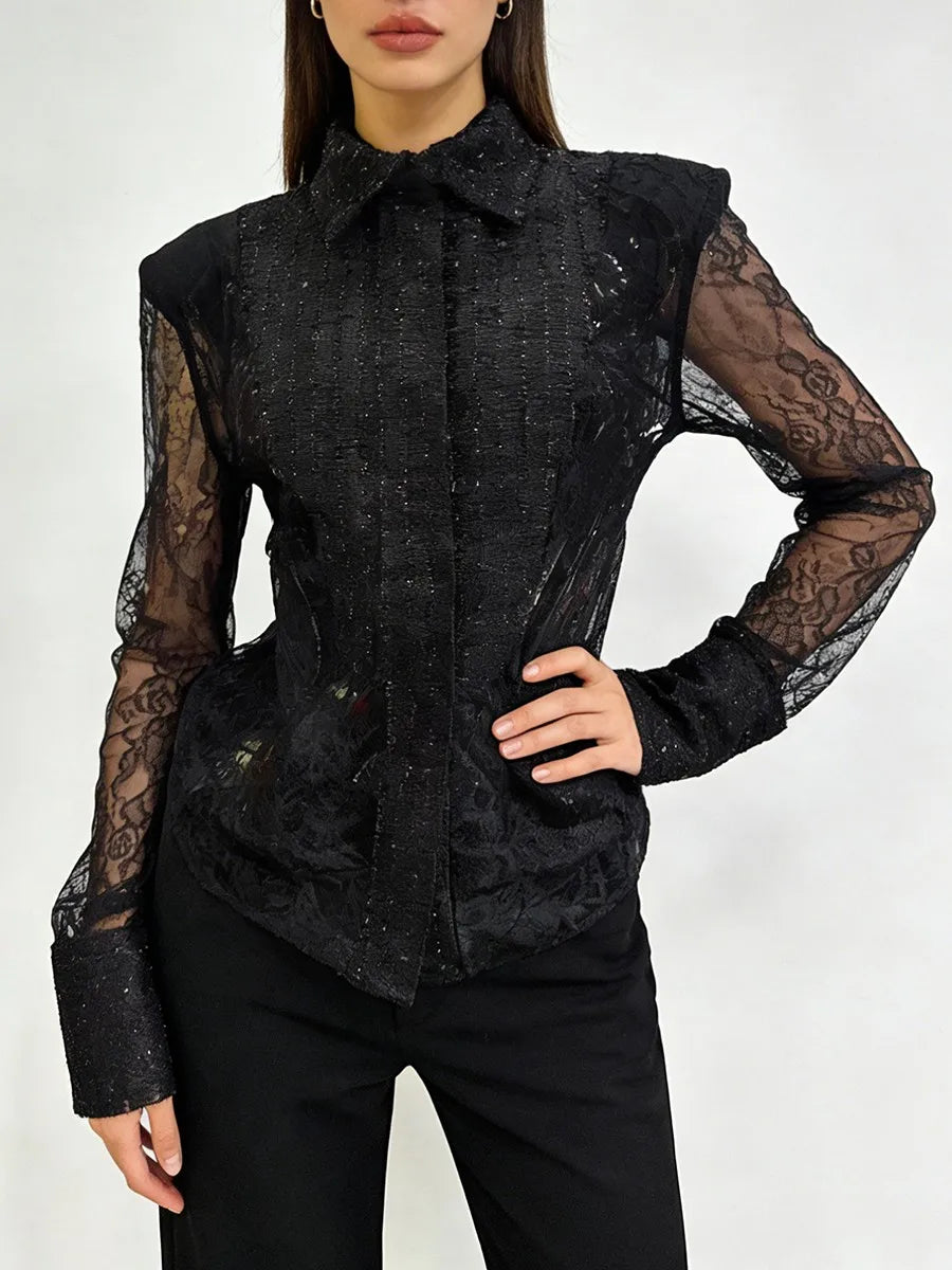 Prep Girl Laced Blouse (Black)