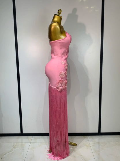 Floral Bandage Tassel Dress