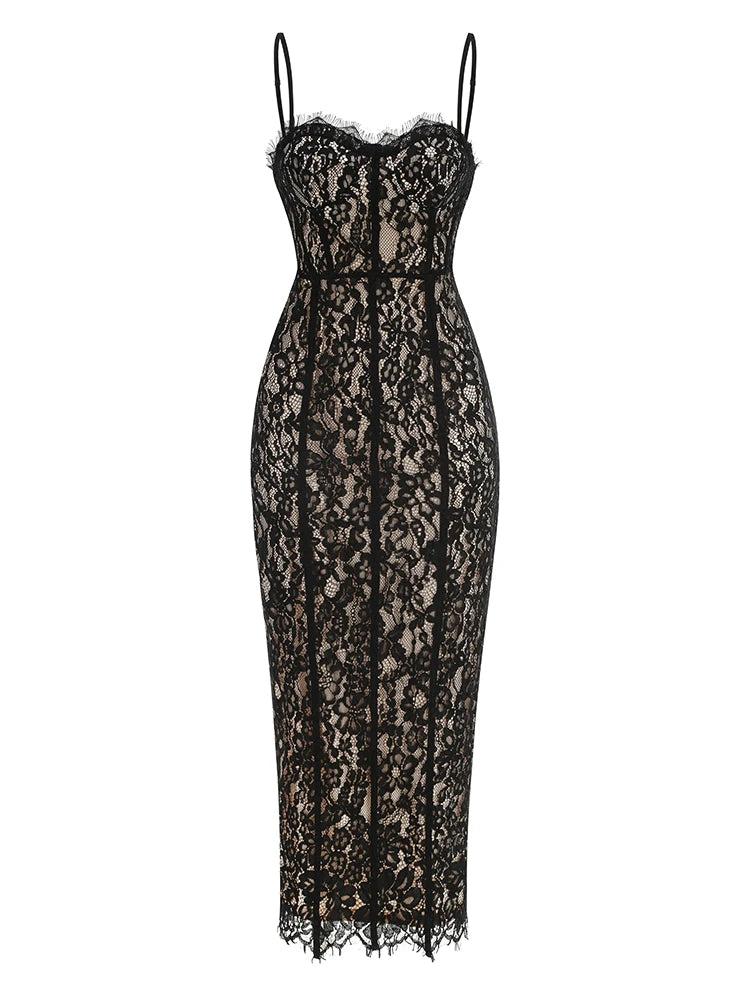 All Around Laced Evening Dress (Black)