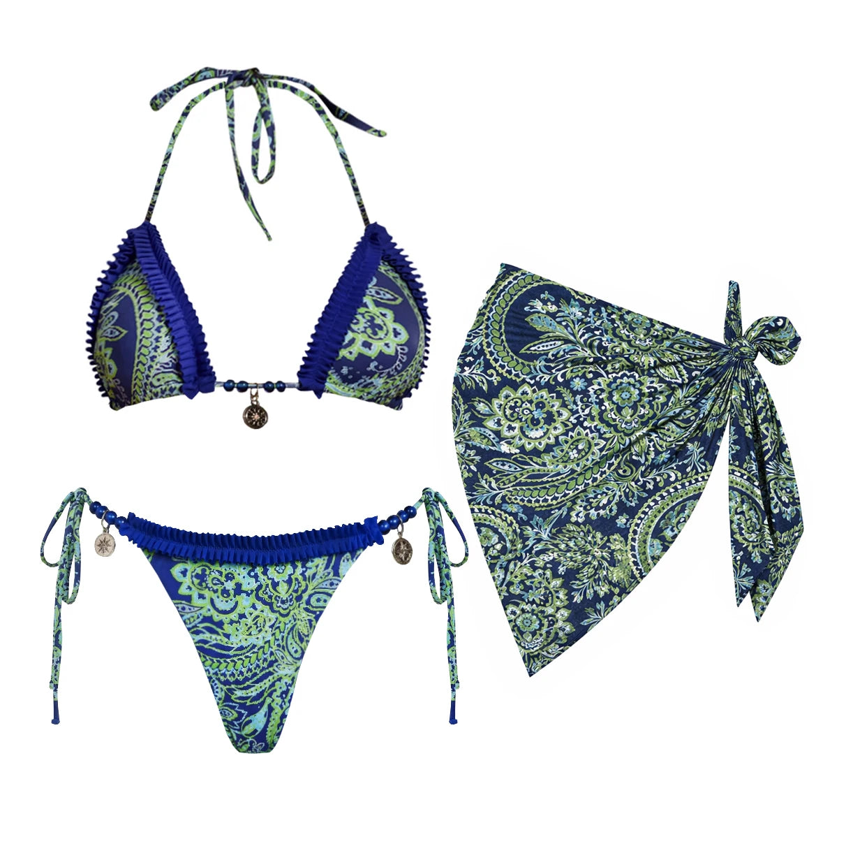 Boho 2-Piece Swimsuit (Blue)