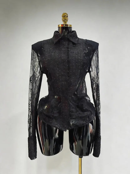 Prep Girl Laced Blouse (Black)