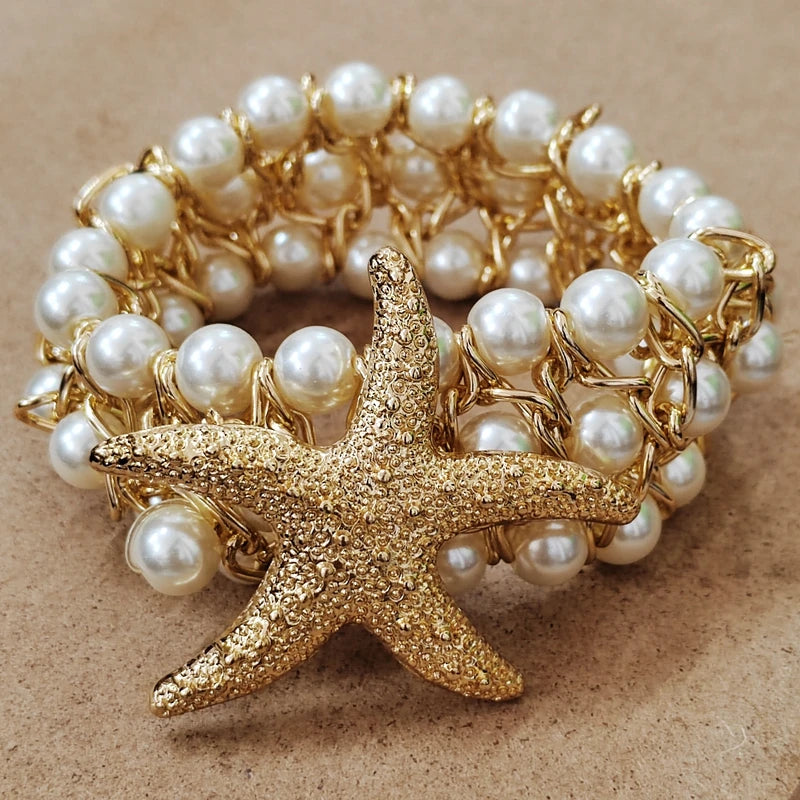 Starfish Pearl Bangle (GOLD)