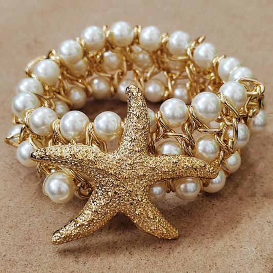 Starfish Pearl Bangle (GOLD)