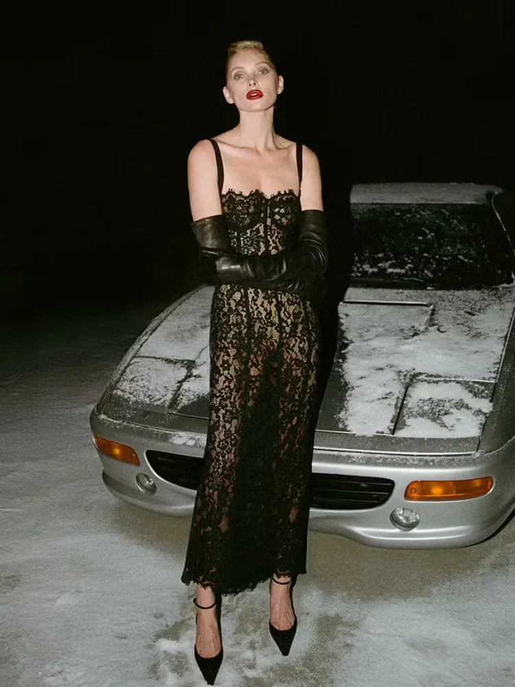 All Around Laced Evening Dress (Black)