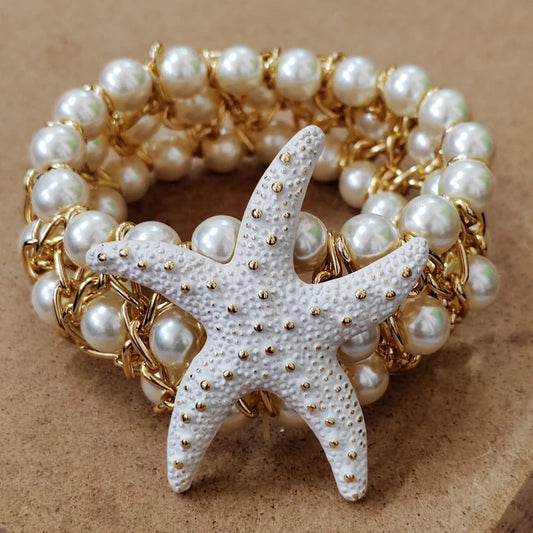 Starfish Pearl Bangle (WHITE)