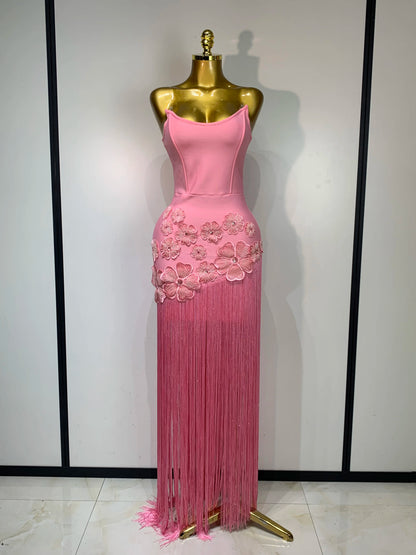 Floral Bandage Tassel Dress