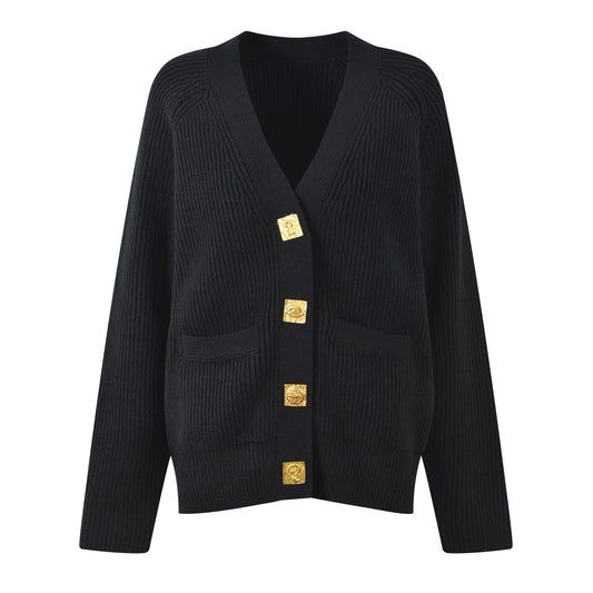 Casual Knit Cardigan (Black)