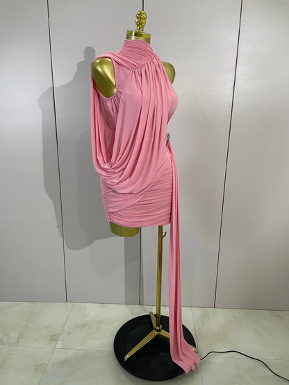 Off Shoulder Ruched Mesh Tassel Bodycon Dress