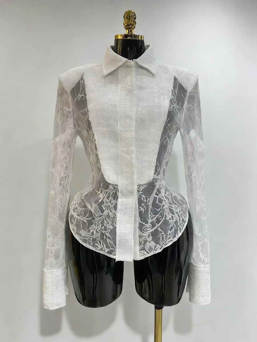 Prep Girl Laced Blouse (White)
